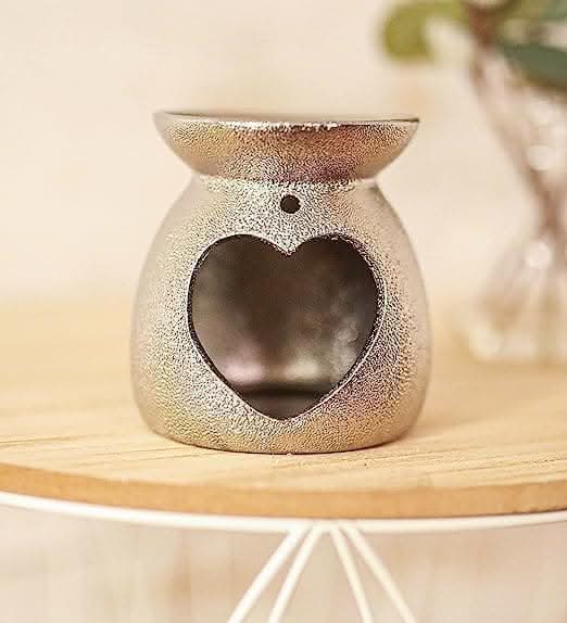 Marco Paul Christmas Silver Sparkle Heart Oil Burner Wax Warmer Wax Melt Holder