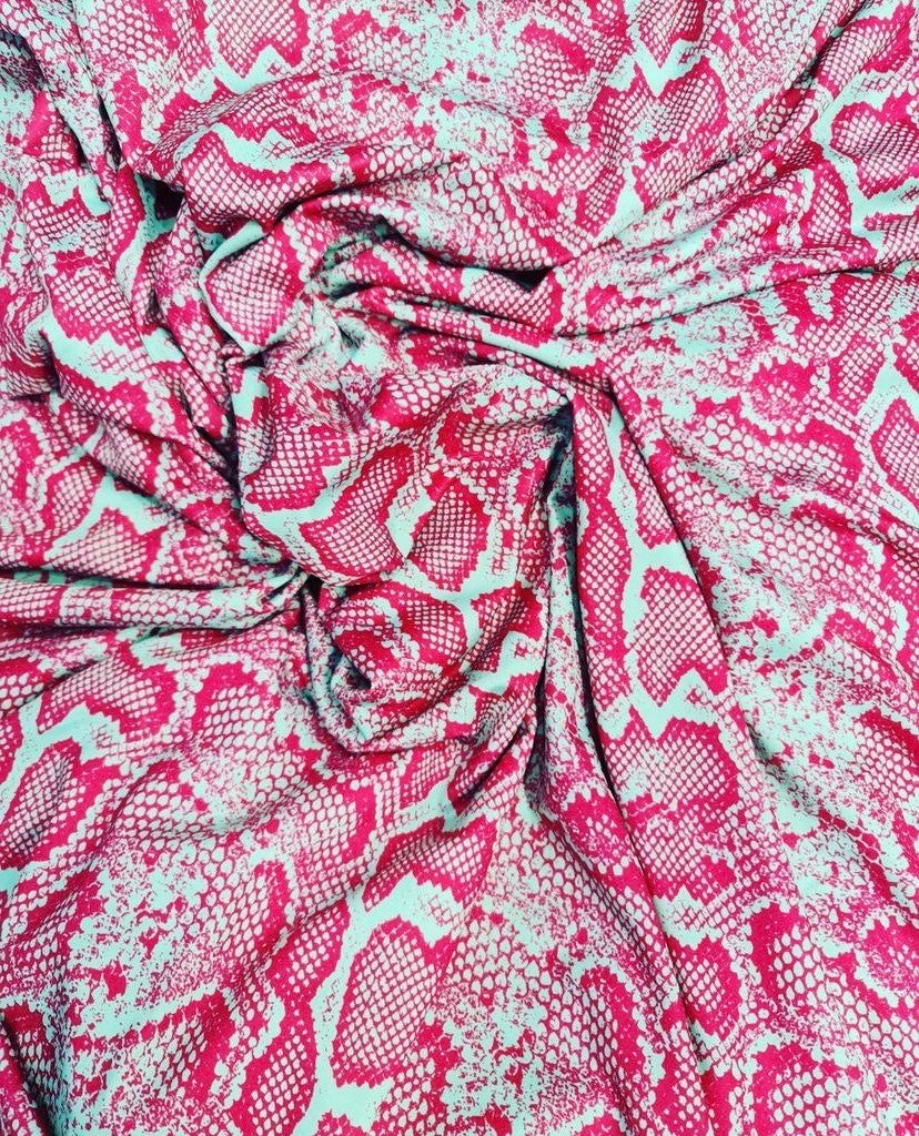 Pink and White Snake Skin Fabric
