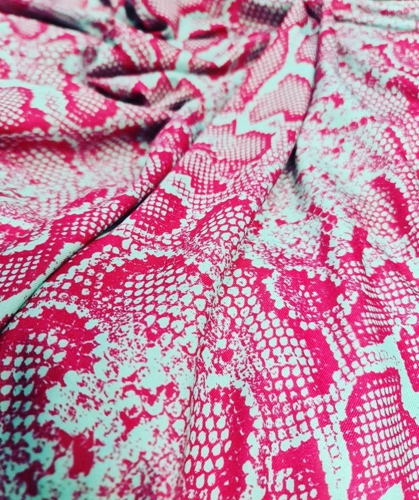 Pink and White Snake Skin Fabric