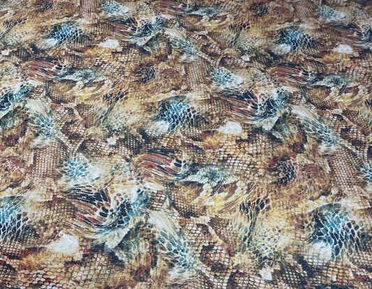 Brown Snake Print Fabric for Fashion Sewing