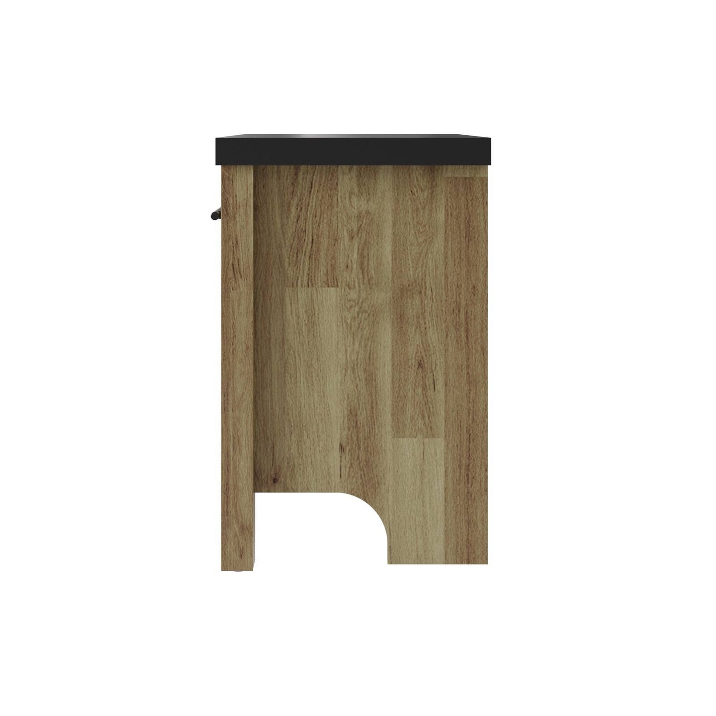 Cascina Bedside Table Oak & Black 1 Shelf 1 Drawer