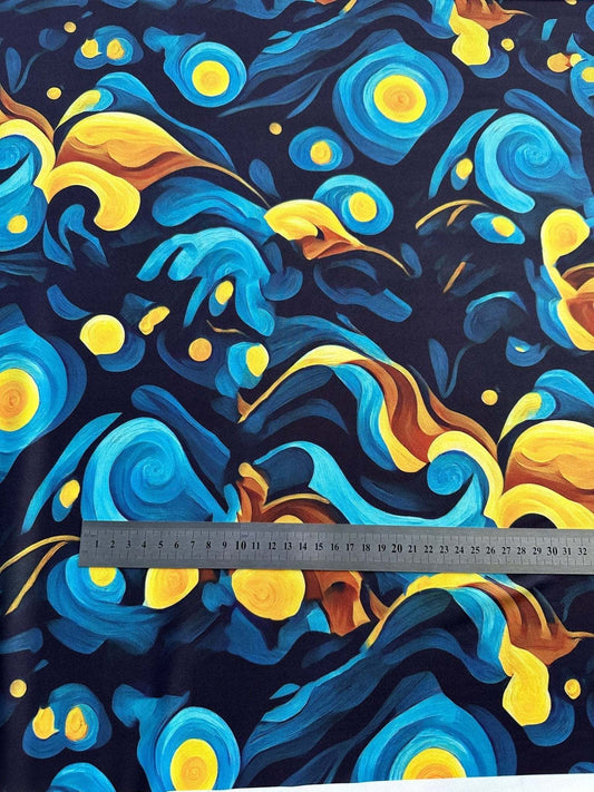 Van Gogh Style Spandex Fabric – Custom Printed Fabric, Choose Material by Metre