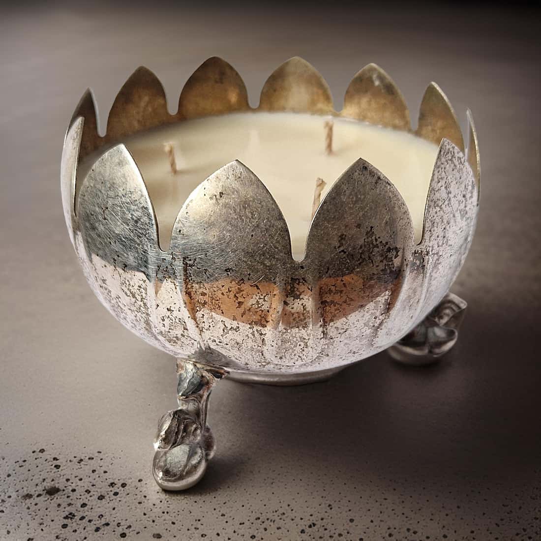 Repurposed Flower Bowl Candle - Velvet Tonka