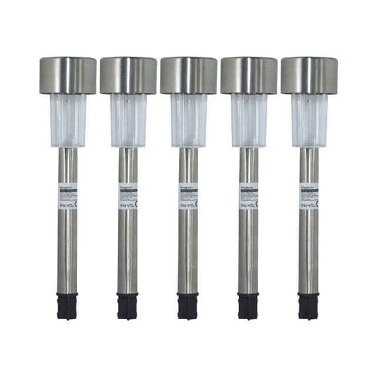 10x Stainless Steel White LED Solar powered stakelights