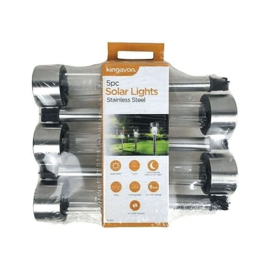 10x Stainless Steel White LED Solar powered stakelights