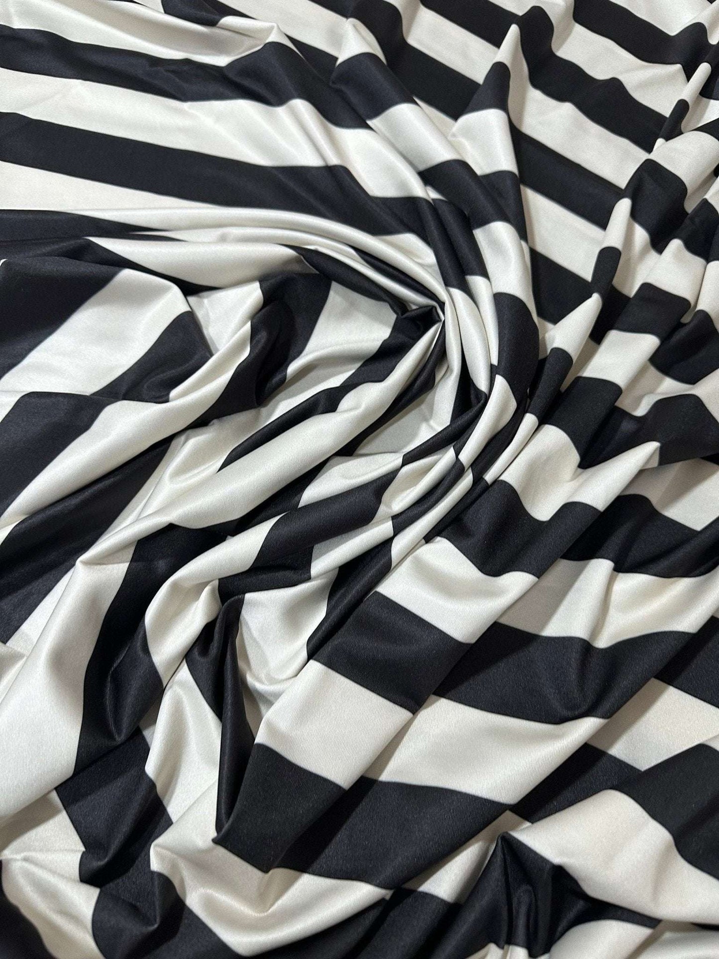 Black and Off-White Striped Fabric – Multiple Fabric Options, Sold by Metre