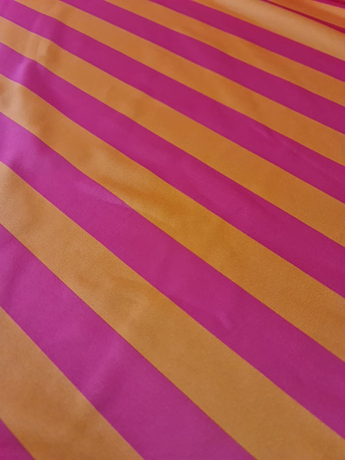 Orange Pink Striped Lycra Fabric