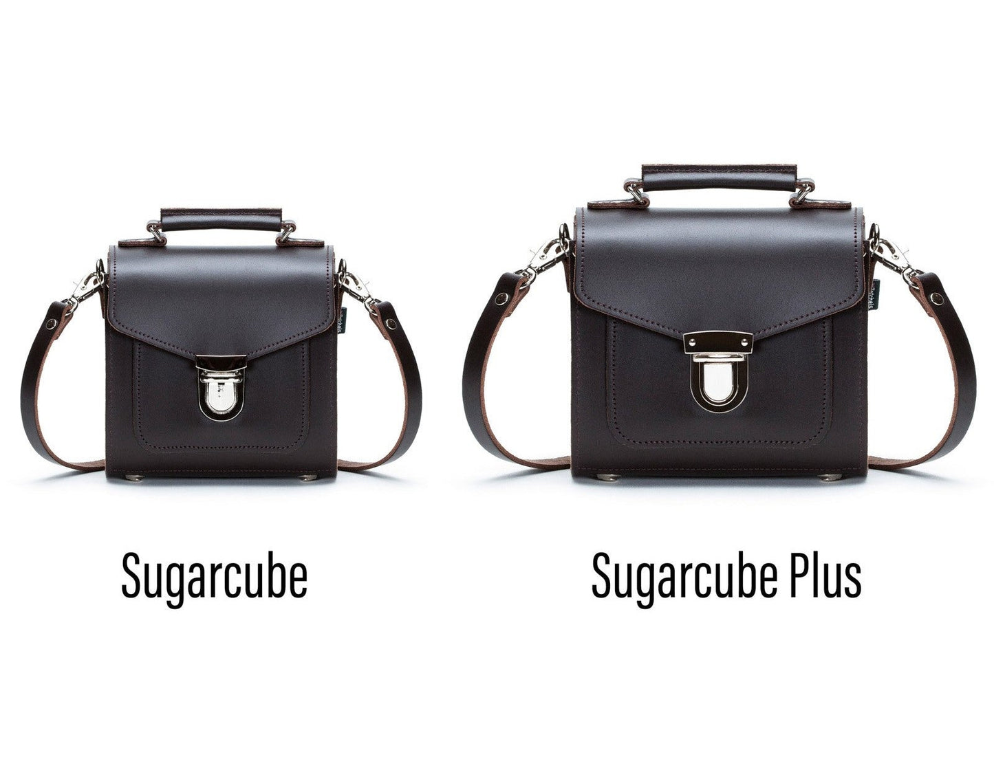 Handmade Leather Sugarcube Handbag - Dark Brown