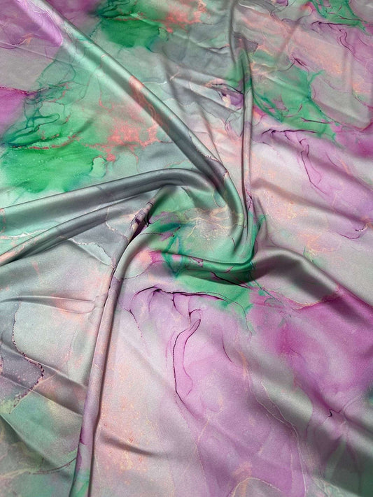 Abstract Watercolor Print Fabric – Available in Satin, Crepe, Spandex & Chiffon | By Metre