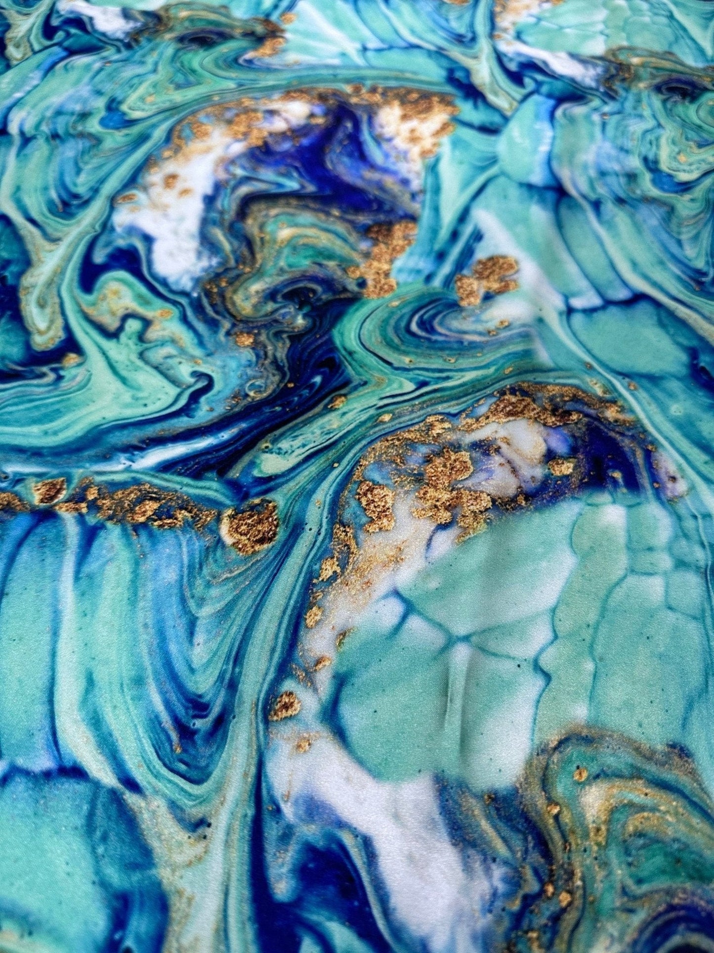 Turquoise and Blue Marble Print Fabric