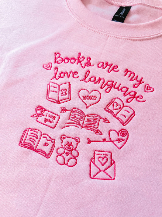 Books Are My Love Language embroidered crewneck