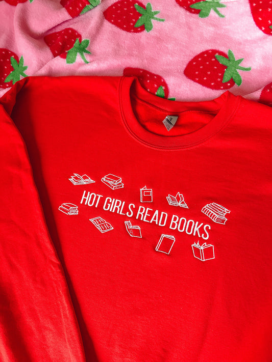 Hot Girls Read Books embroidered sweatshirt