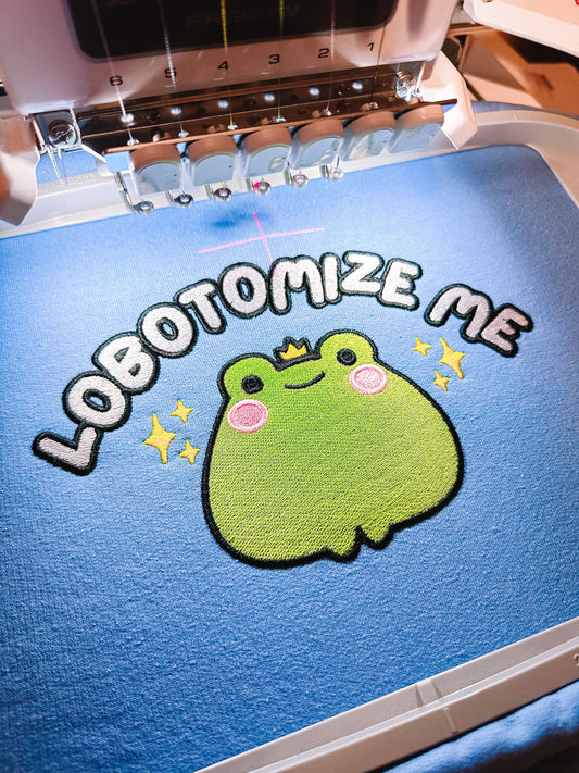 Lobotomize me embroidered sweatshirt