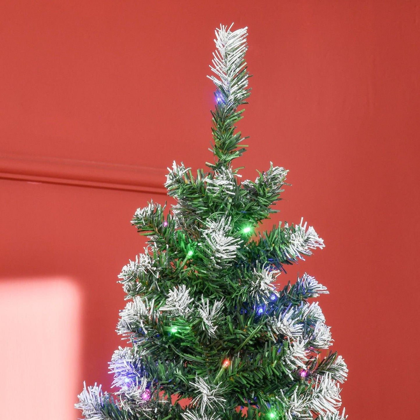 7FT Tall Prelit Pencil Slim Artificial Christmas Tree with Realistic Branches