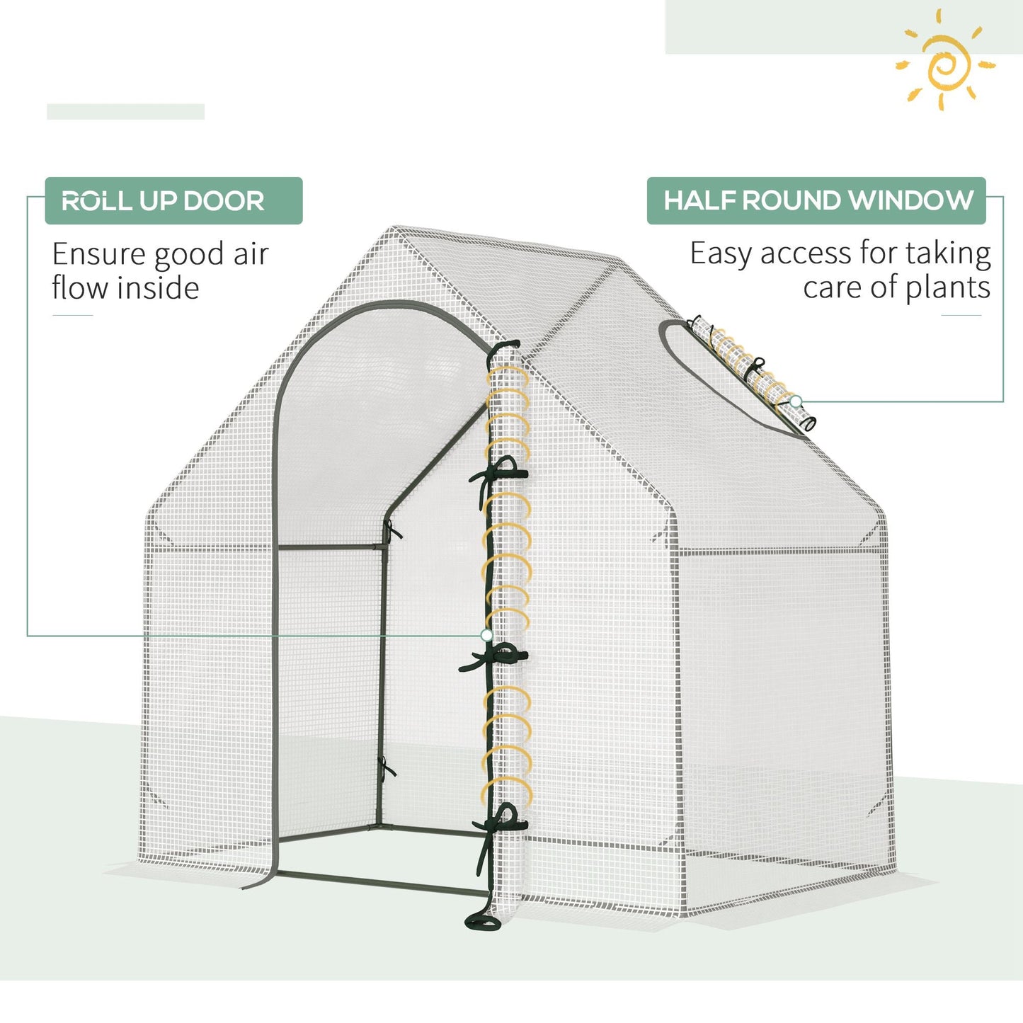 Outsunny Walk-In Portable Greenhouse Mini Grown House With Steel Frame Window Plants