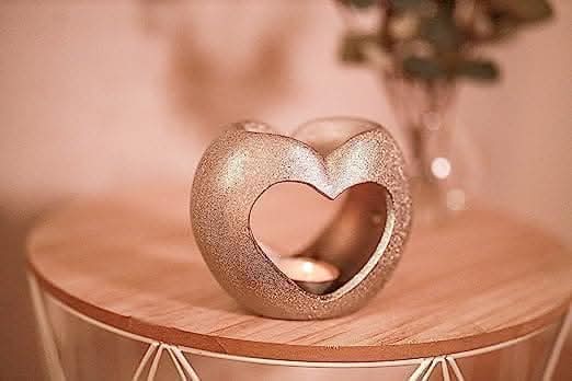 Silver Sparkle Heart Oil Burner Wax Warmer
