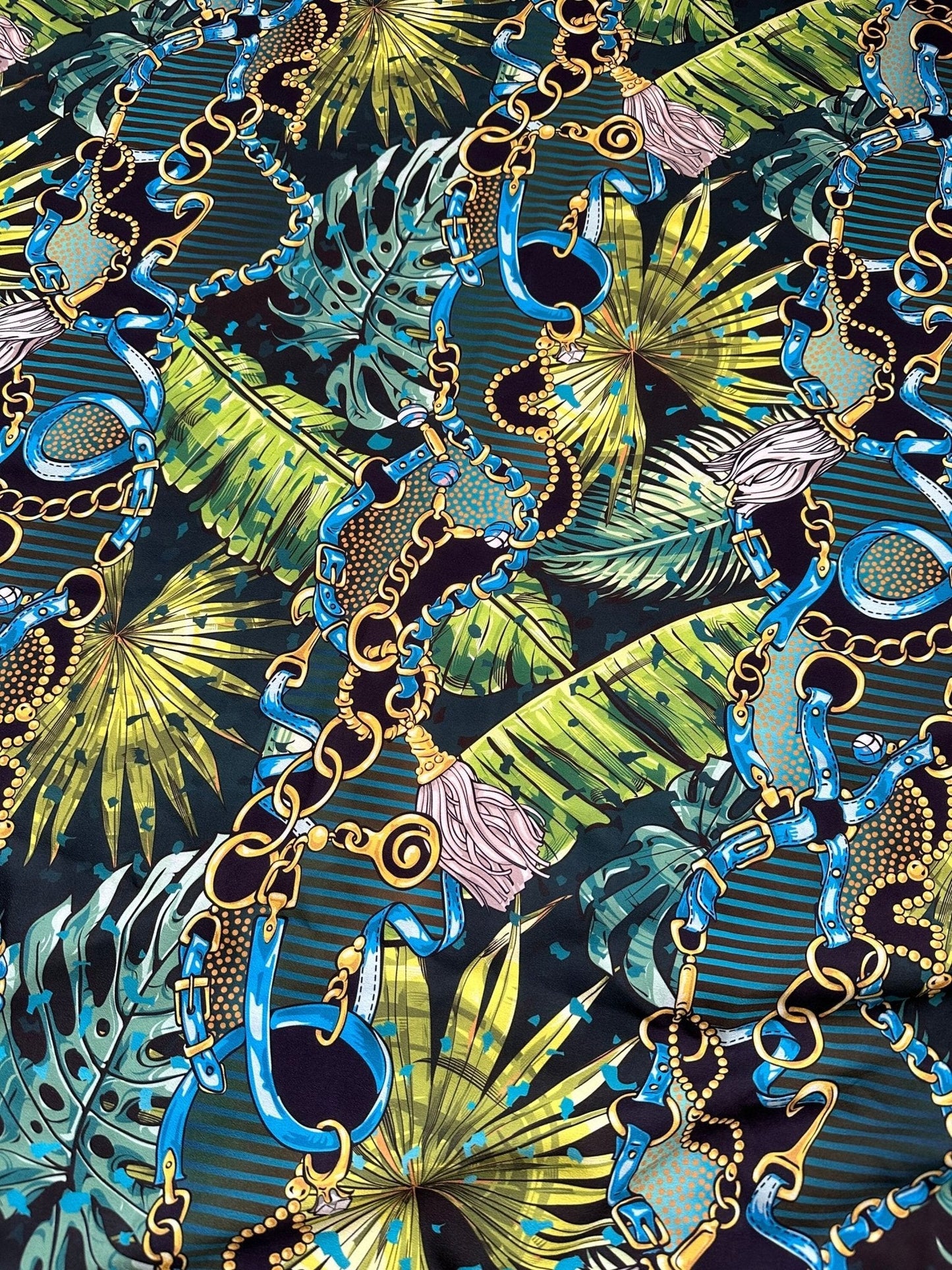 Vibrant Chain Belt Pattern Tropical Fabric