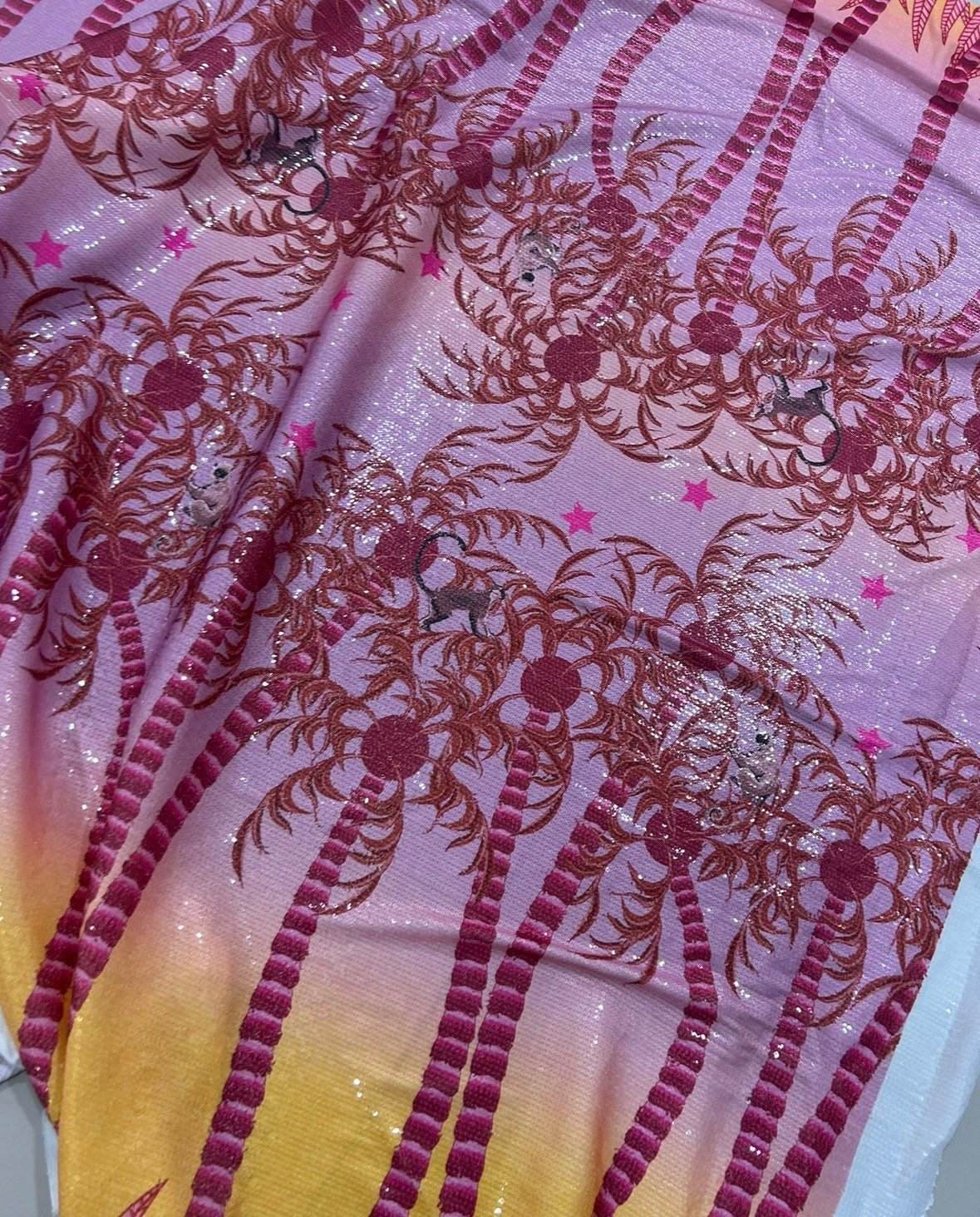 Tropical Tree Sequin Fabric