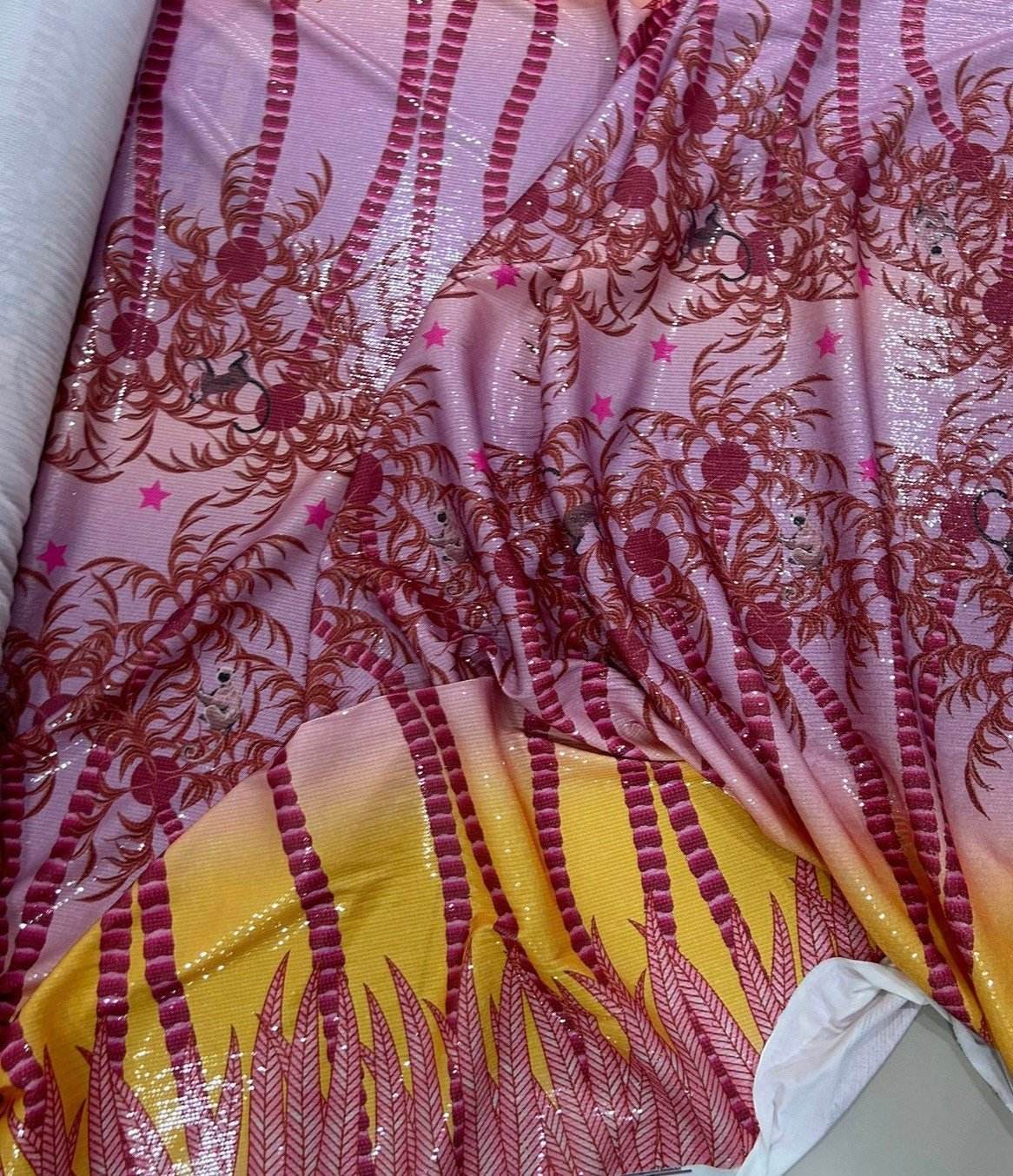 Tropical Tree Sequin Fabric