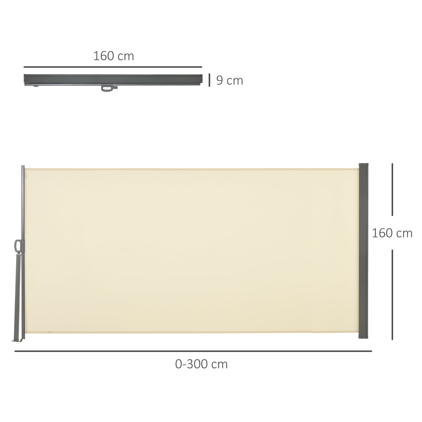 Retractable Sun Side Awning Screen Fence Patio Garden Wall Balcony Screening Panel Outdoor Blind Privacy Divider 3x1.6M