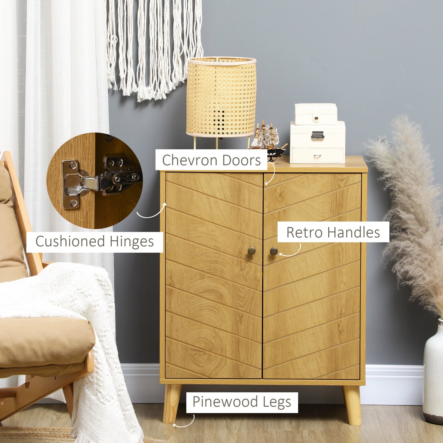 Vintage-Look Freestanding Sideboard With Inner Shelf