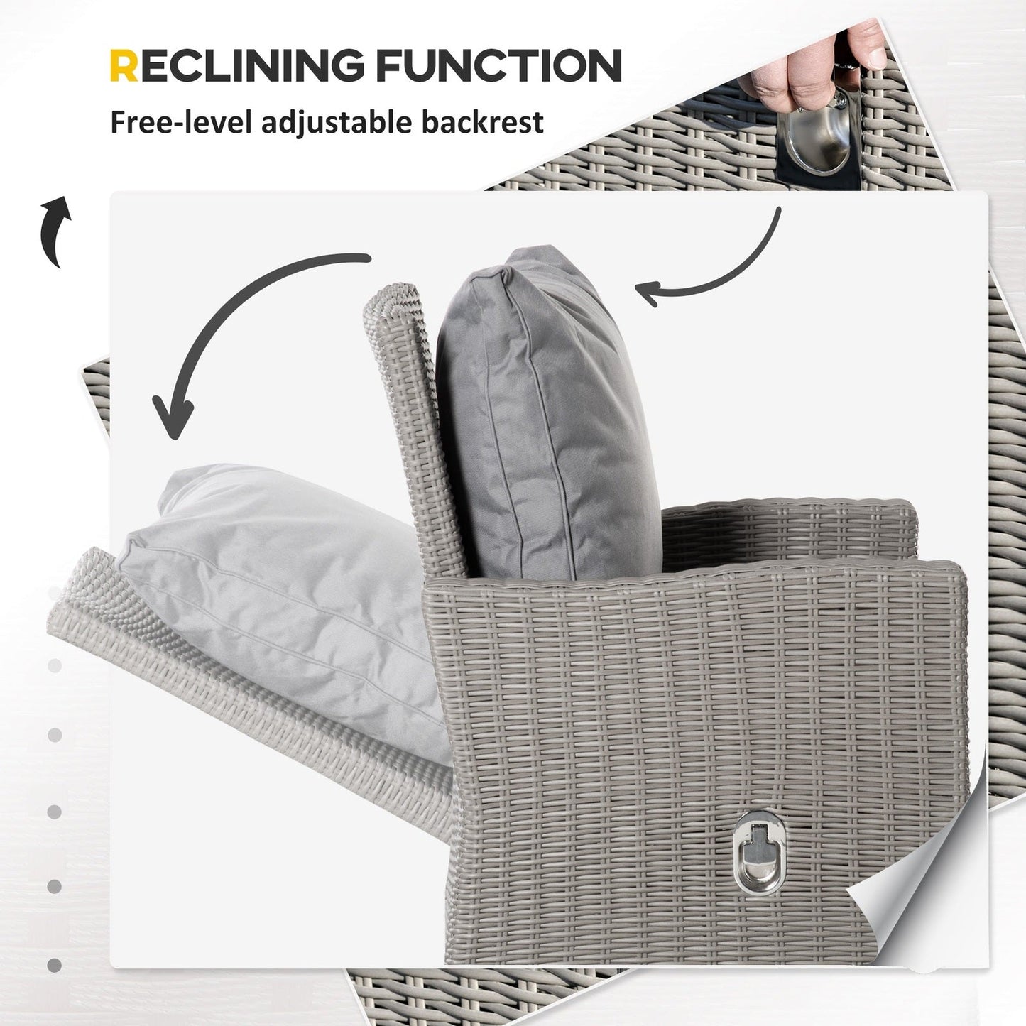 5-Pieces Outdoor PE Rattan Garden Furniture with Cushions