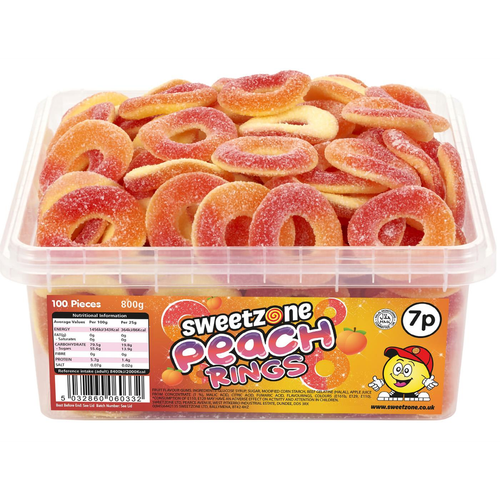 7p Peach Rings 800g Tub Sweets