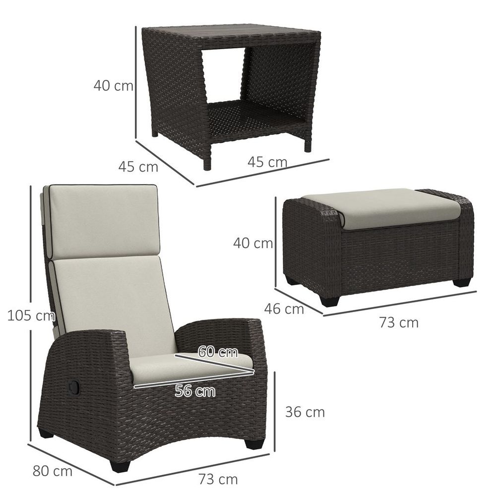 Premium Outsunny 5-Piece Rattan Garden Furniture Set - Reclining Chairs, Brown