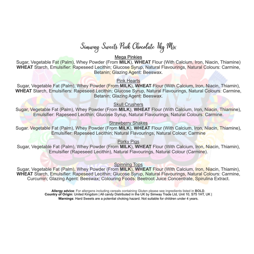 Deliciously Sweet Pink Strawberry Chocolate Pick N Mix Party Favour