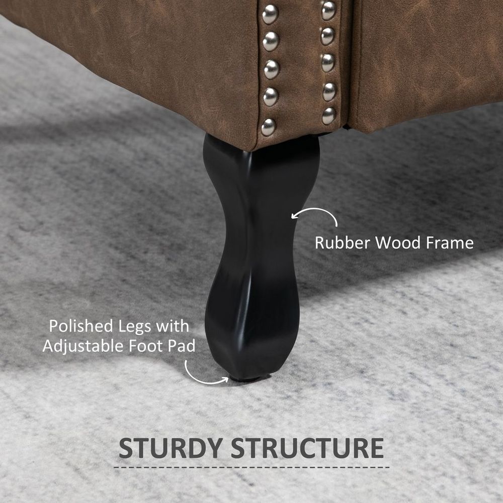 Vintage Chesterfield Wing Back Armchair - Tufted Brown Accent Chair