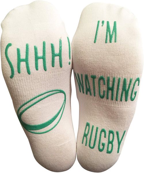 SET OF 3 VINSANI I'M WATCHING RUGBY SOCKS (BLACK WHITE & GREY)