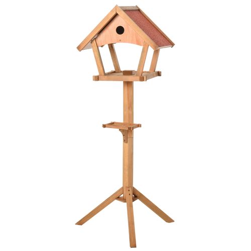 PawHut Wooden Bird Table Freestanding Feeding Station for Garden Outside 139H cm Natural