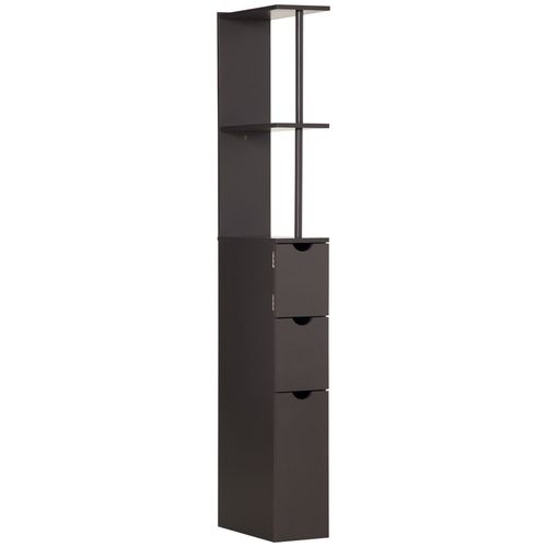 HOMCOM Tall Bathroom Storage Cabinet with Shelf and Drawers, Brown