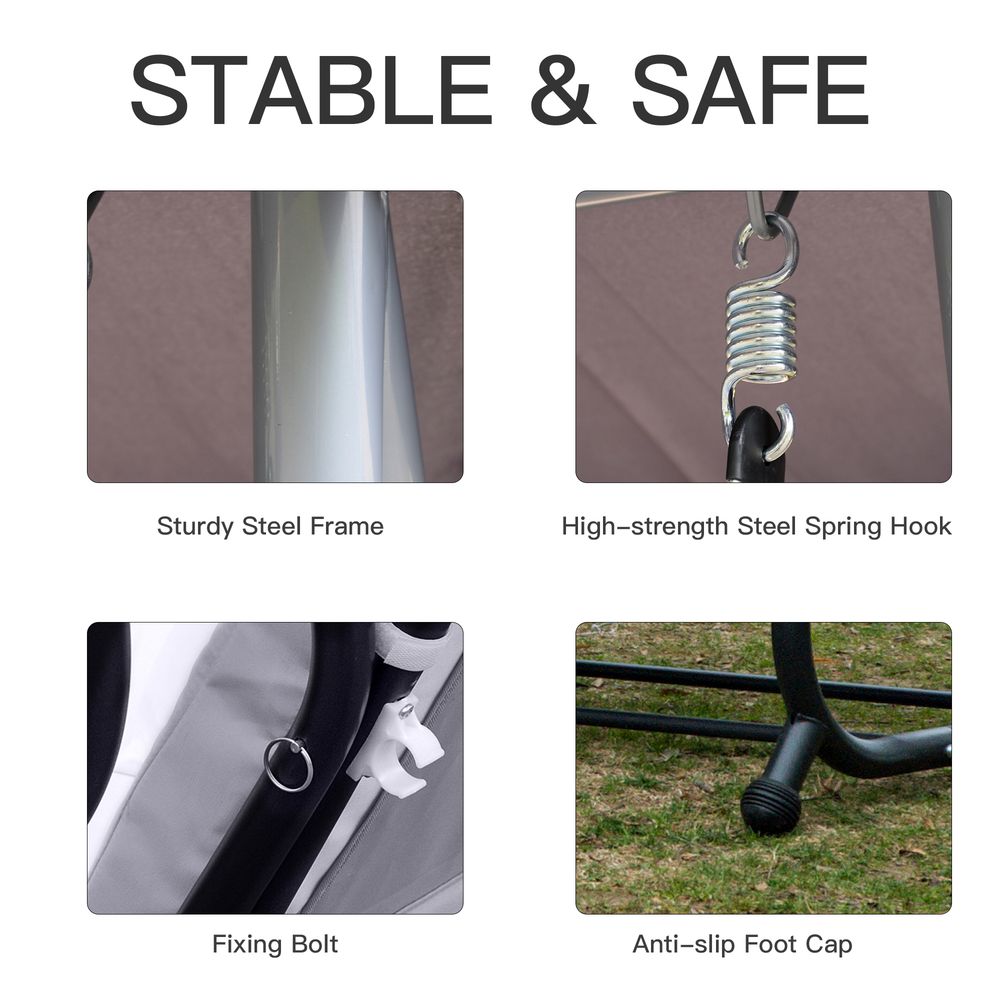 Luxury Hammock Swing Chair Bench with Free Pillows - Grey, Adjustable, Durable Metal Frame for Relaxation and Comfort