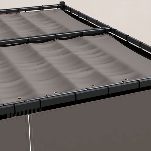 Outsunny 3 x 3(m) Pergola with Retractable Roof and Curtains, Light Grey