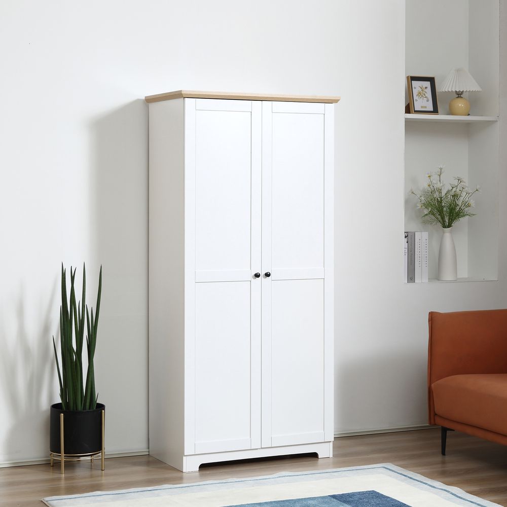White Wooden Storage Cabinet - 172cm, 2 Doors, 4 Shelves - High Quality & Spacious