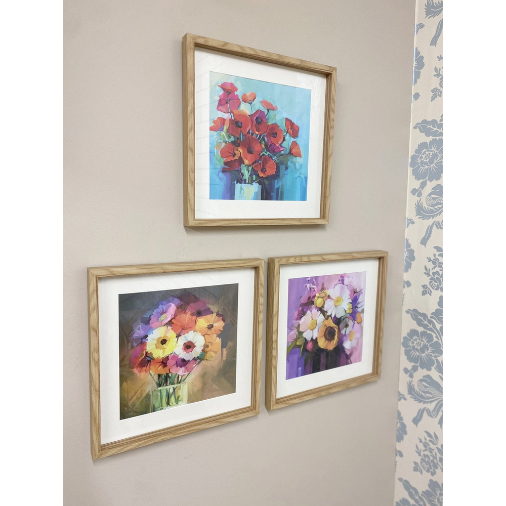 Sunburst Frame Set: Colorful Prints in Elegant Wooden Frames - High Quality