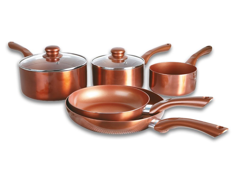 Cermalon® 5Pcs Copper Non-Stick Ceramic Cookware Set - High-Quality & Induction Base