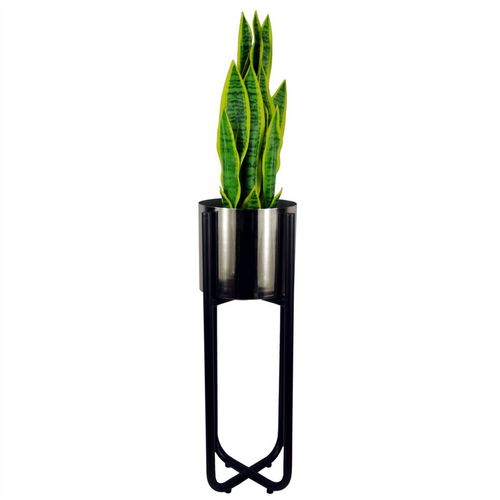Tall Black Stand with Gold Metal Planter 62cm x 18cm