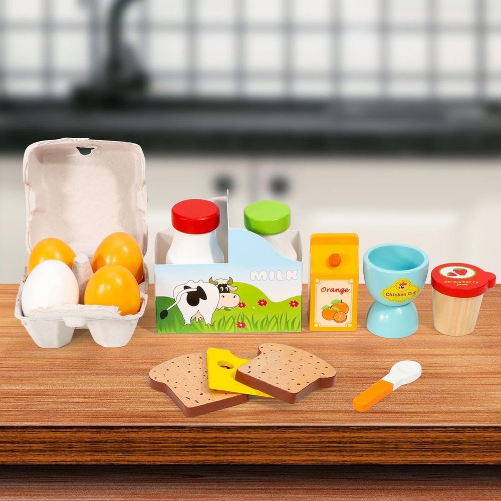 SOKA Wooden Breakfast Set - High Quality Pretend Play Food for Kids - Educational Development Toy - Certified Safety Standards