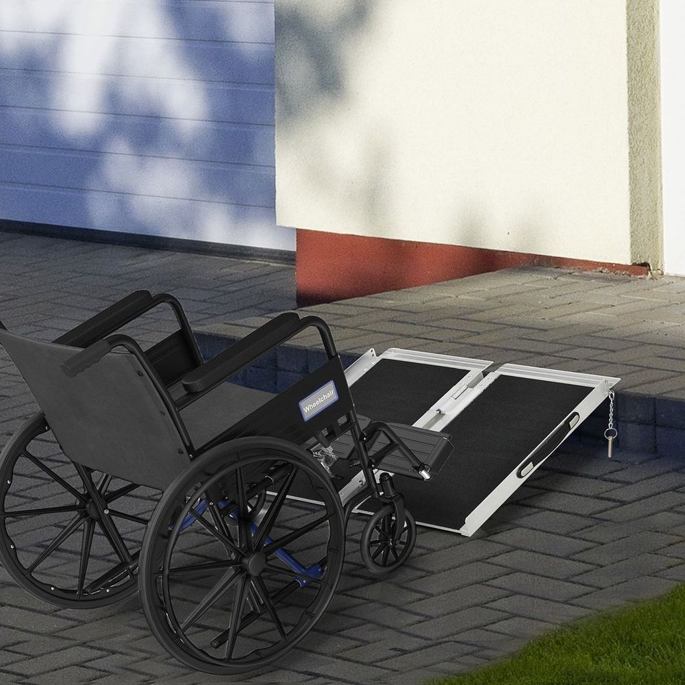 Homcom Duo Wheelchair Ramp Pushchair Mobility Assistance w/Carry Handle 72x61cm