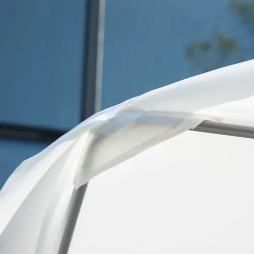 Double Hammock Sun Lounger Bed Canopy Shelter Wheels 2 Pillows Cream White