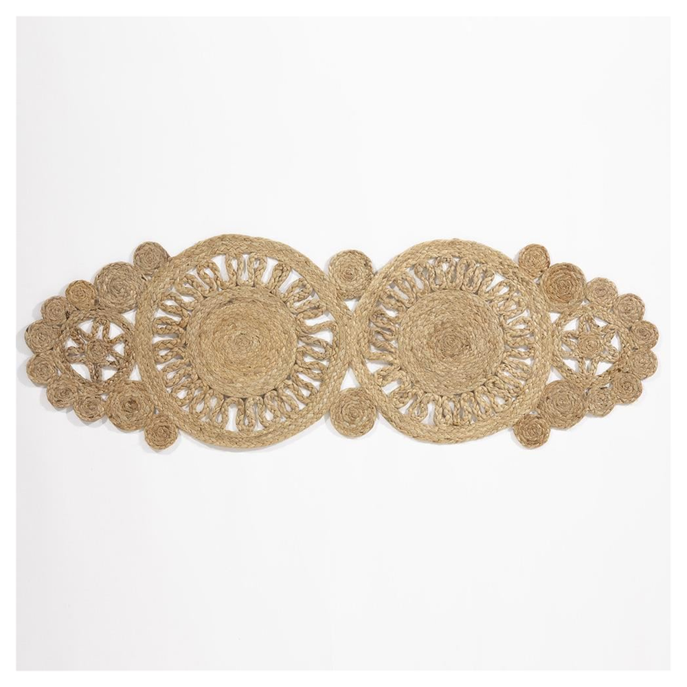 Premium Trent Jute Crochet Table Runner - Natural, 115x40cm