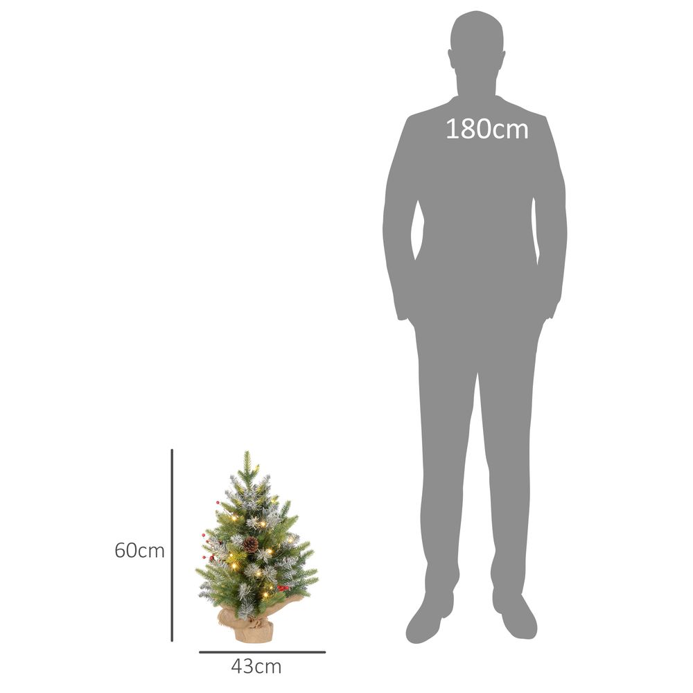 Homcom 2 Pieces 2' Prelit Artificial Tabletop Christmas Trees, LED Display