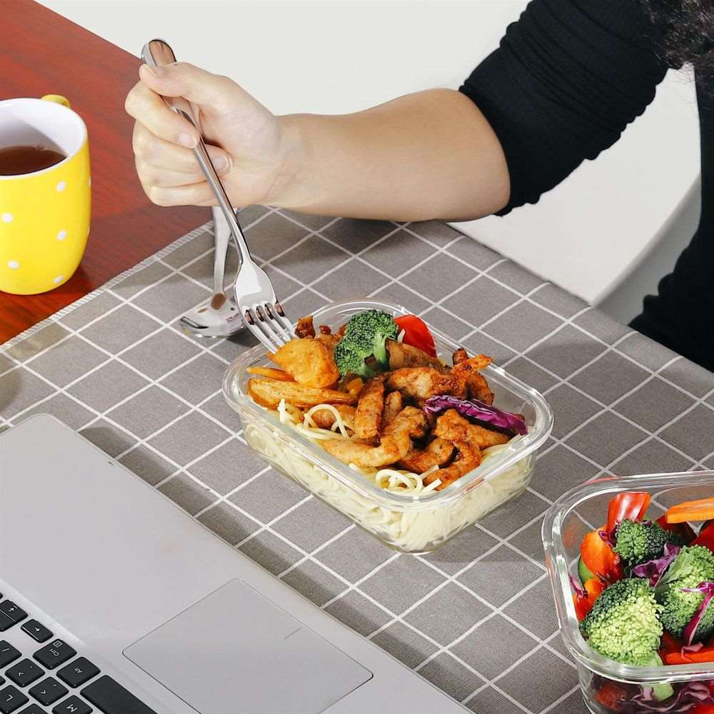 10 PCs Rectangle Airtight Glass Food Containers with Lids - Storage Kitchen Containers