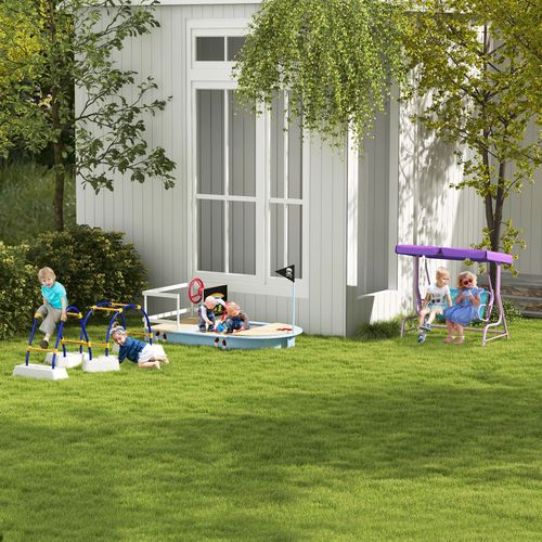 Outsunny 2 Seater Kids Swing Chair, Fairy-Themed with Adjustable Canopy