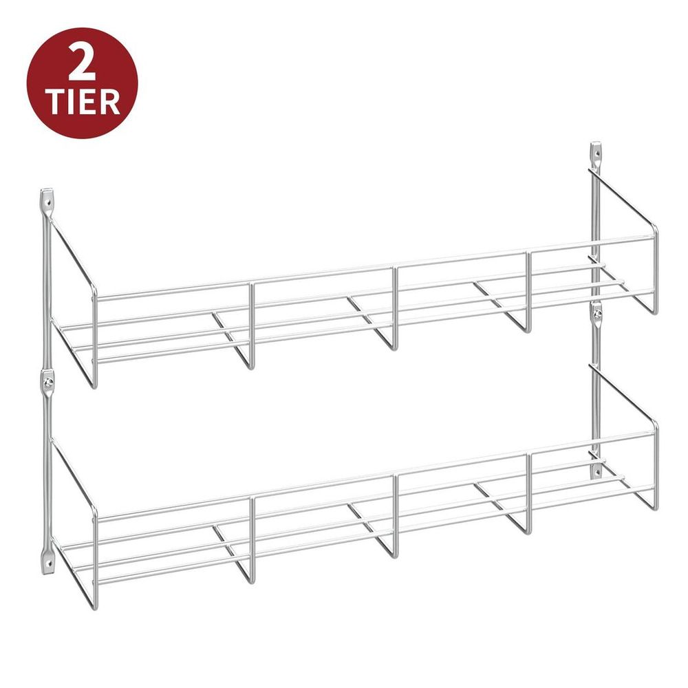Vinsani 6 Tier Spice Rack - Wall Mounted Hanging Storage for Kitchen - Silver
