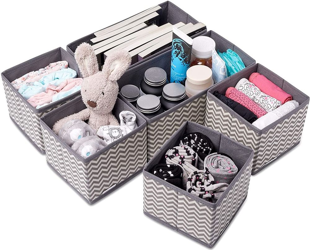 ShopHut Canvas Drawer Organiser Storage Box Wardrobe Organiser Dividers Foldable Set of 6