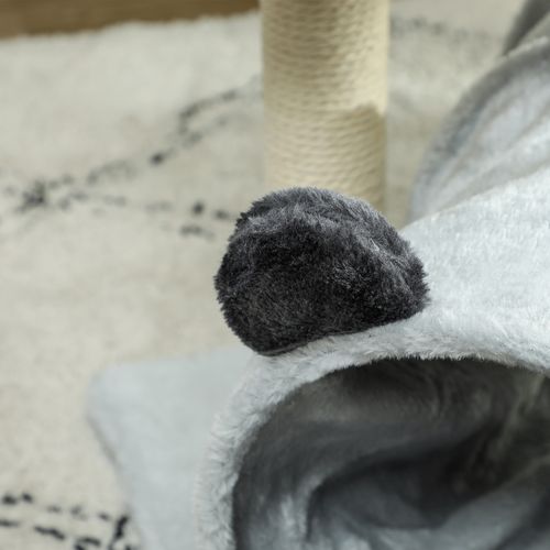 PawHut Cat Tree w/ Scratching Post, Bed, Cat Tunnel, Toy Ball, Grey