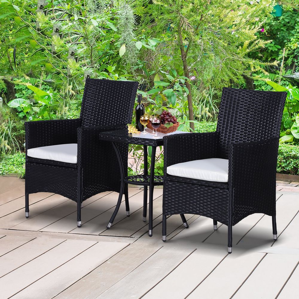Premium 3-Piece Rattan Bistro Set: Table + 2 Chairs